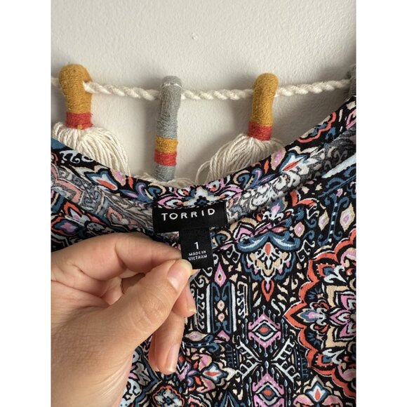 Torrid Paisley Geometric Tiered Sleeveless Flowy Maxi Dress Boho Artsy Feminine - Picture 6 of 10